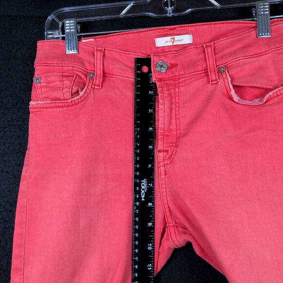 7 For All Mankind Womens Jeans Coral Mid Rise Slim Distressed Stretch 28 - Picture 7 of 11